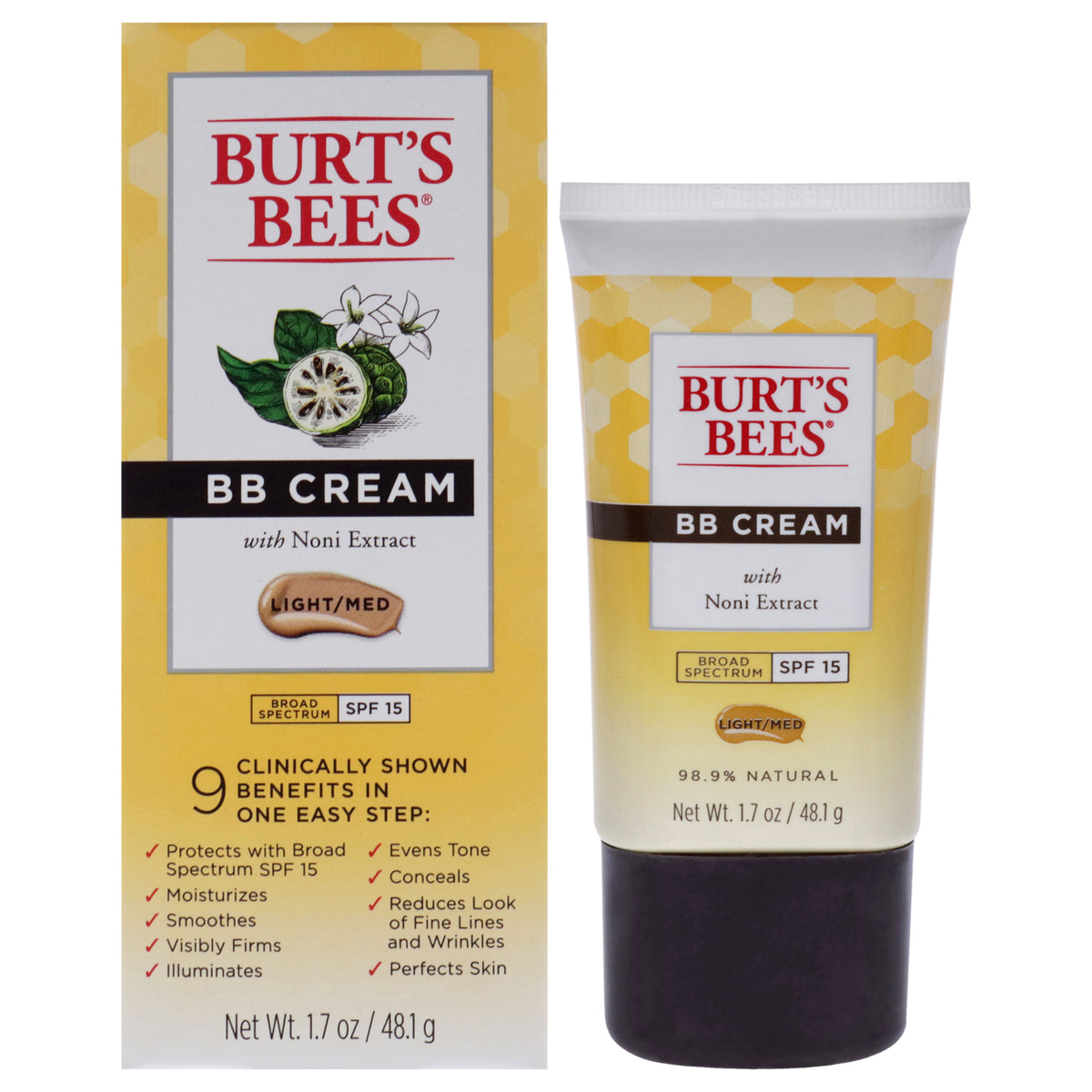 BB Cream SPF 15  LightMedium by Burts Bees for Women  17 oz Makeup