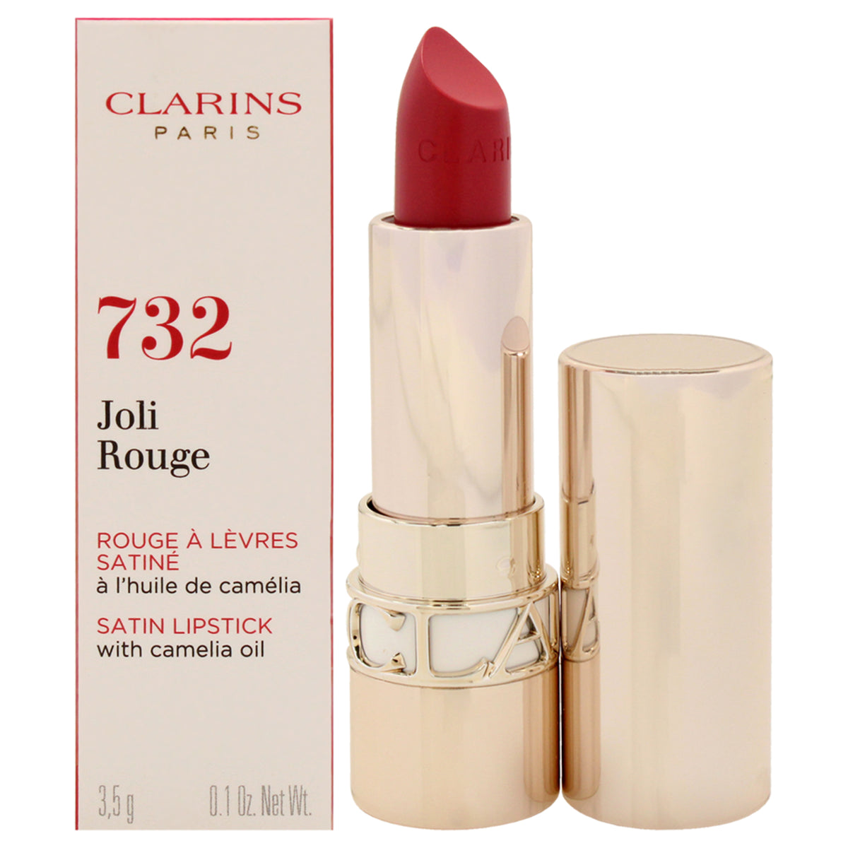 Joli Rouge Satin Lipstick  732 Grenadine by Clarins for Women  01 oz Lipstick