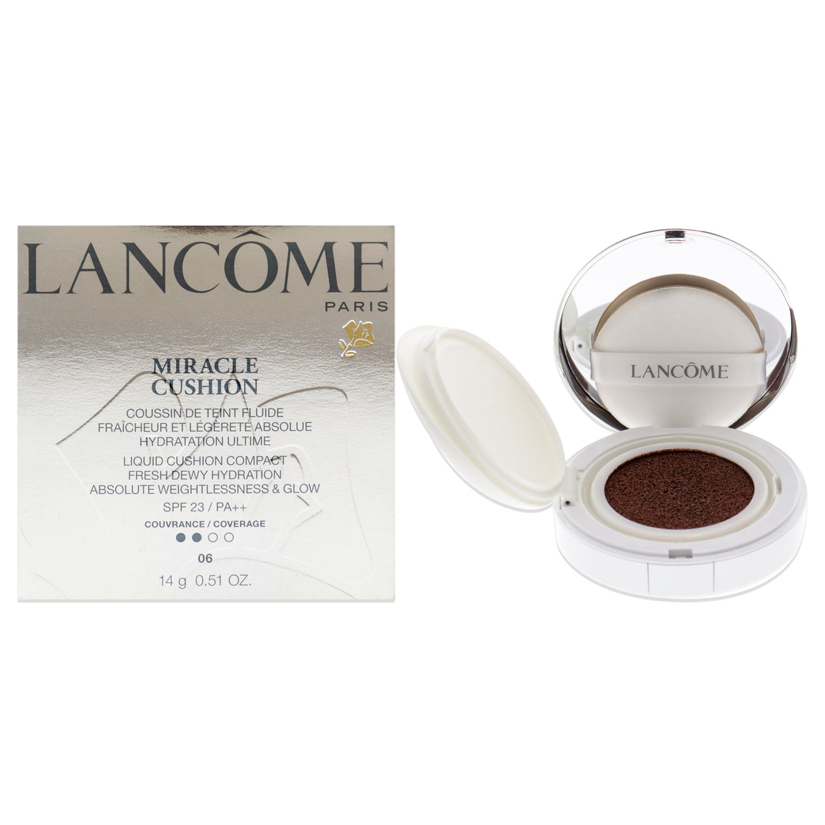 Miracle Cushion Liquid Cushion Compact Foundation SPF 23 PA Plus  06 Biege Moka by Lancome for Women  051 oz Foundation