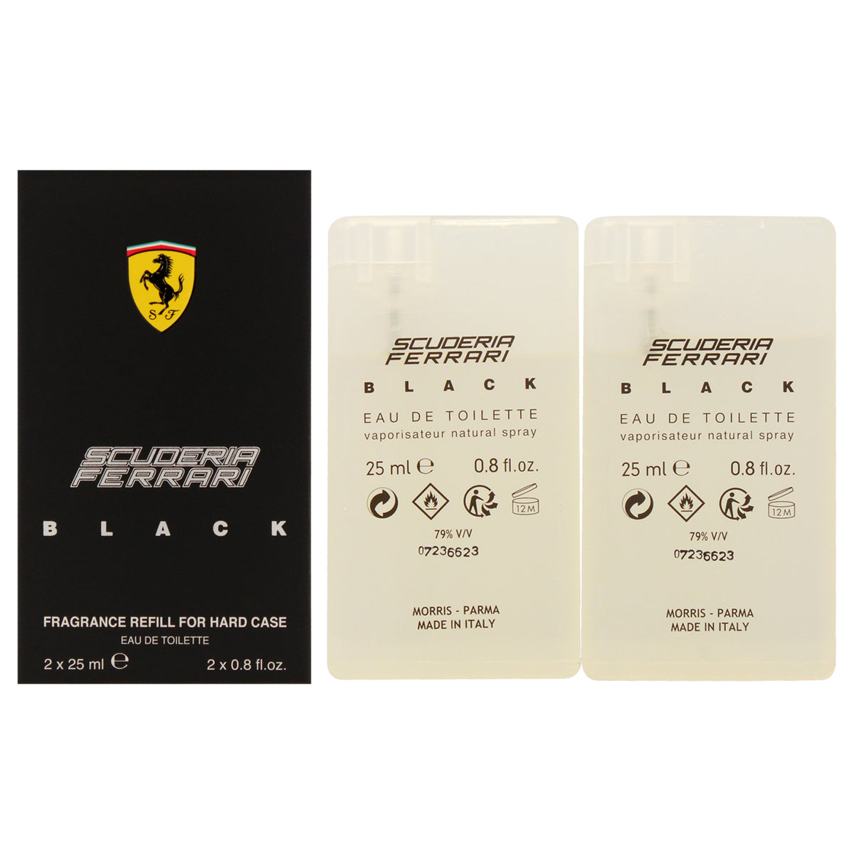 Scuderia Ferrari Black by Ferrari for Men  2 x 08 oz EDT Spray Refill