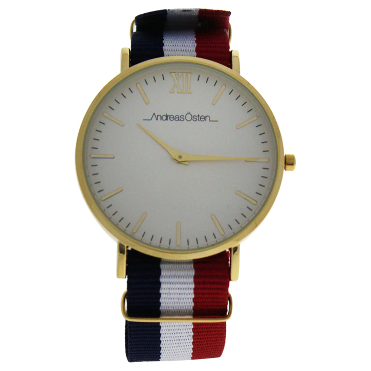 AO66 Somand  GoldNavy BlueWhiteRed Nylon Strap Watch by Andreas Osten for Men  1 Pc Watch