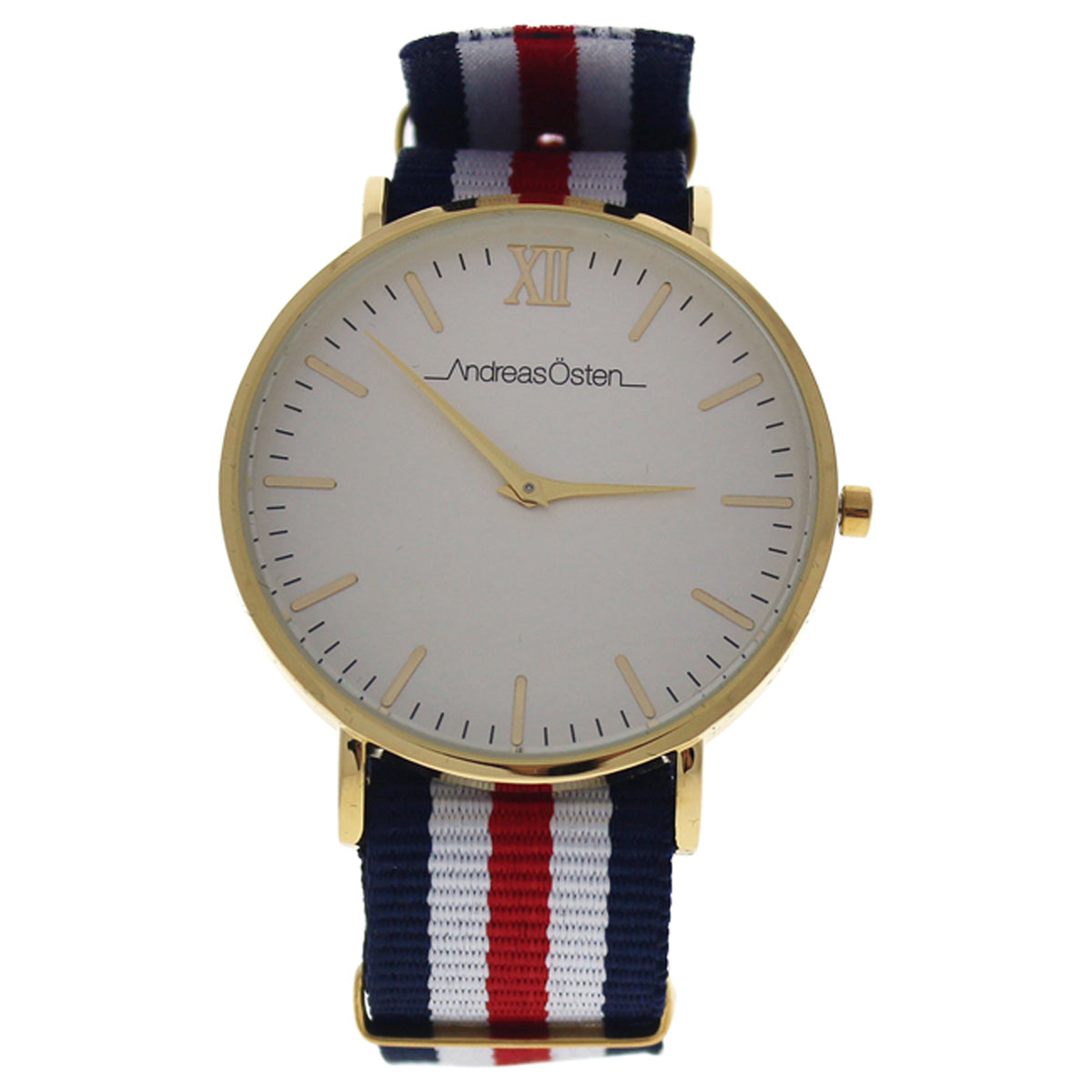 AO63 Somand  GoldNavy BlueWhiteRed Nylon Strap Watch by Andreas Osten for Unisex  1 Pc Watch