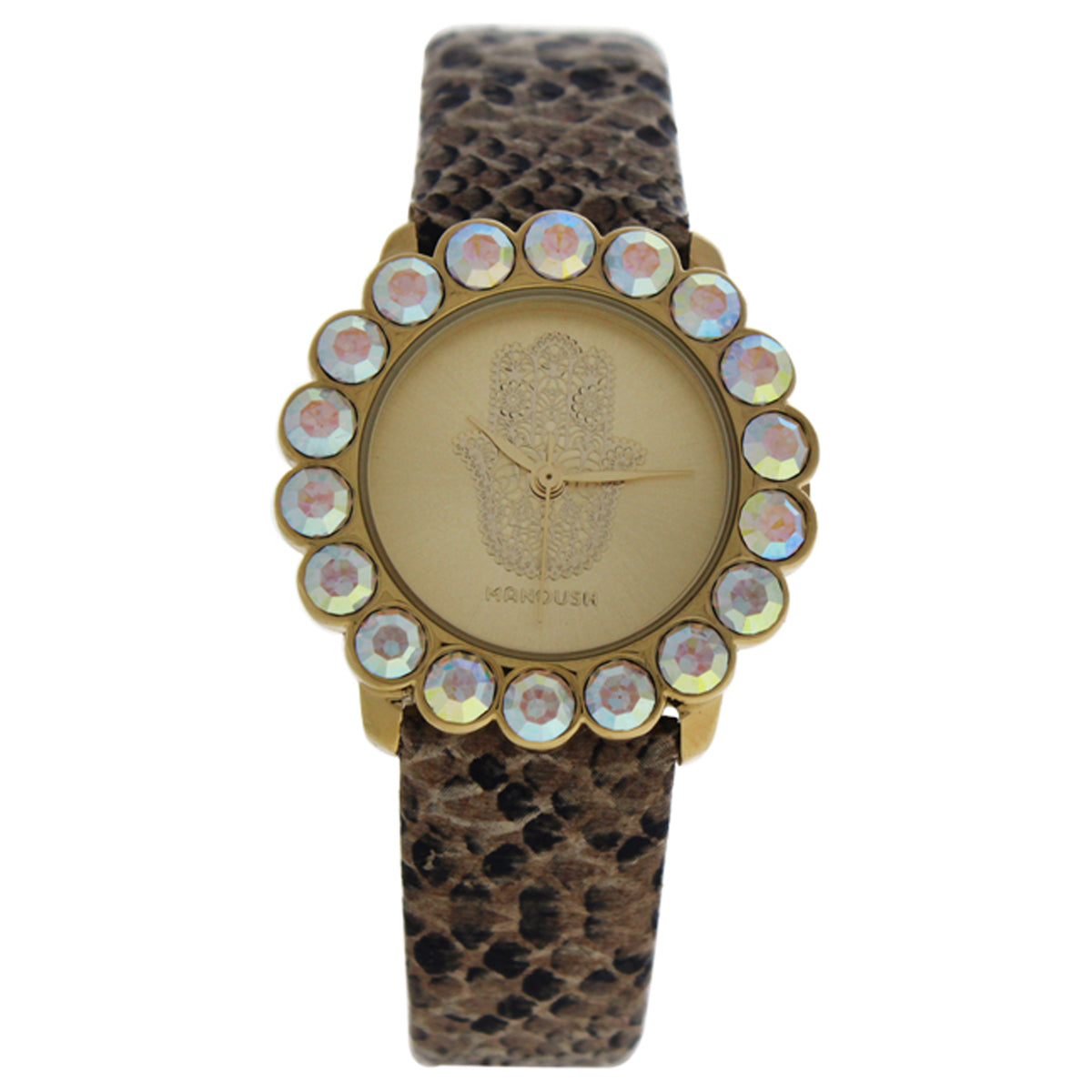 MSHSCGL Scarlett  Gold Crocodile Leather Strash Watch by Manoush for Women  1 Pc Watch