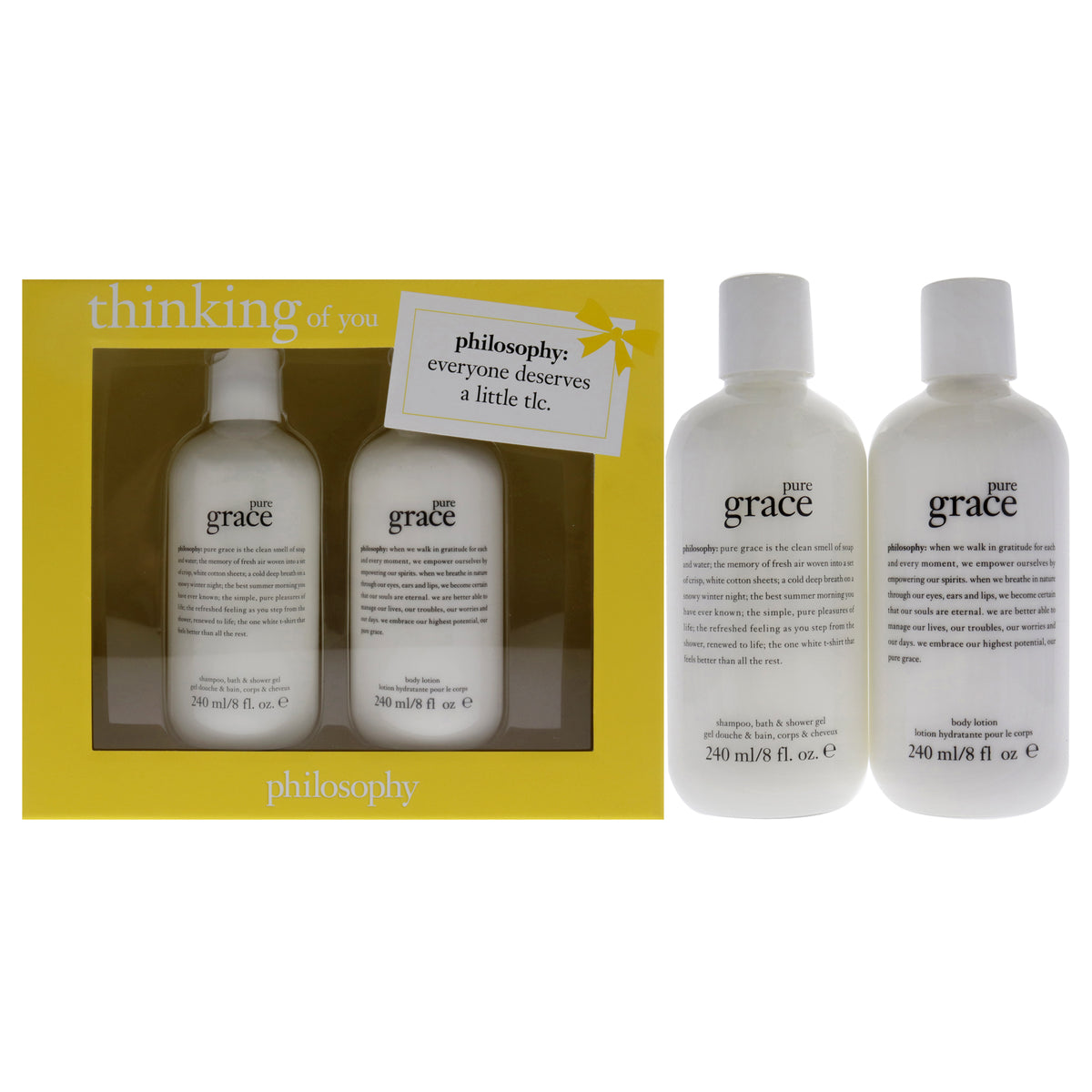 Thinking of You Kit by Philosophy for Women  2 Pc 8oz Pure Grace Shampo Bath and Shower Gel  8oz Pure Grace Body Lotion