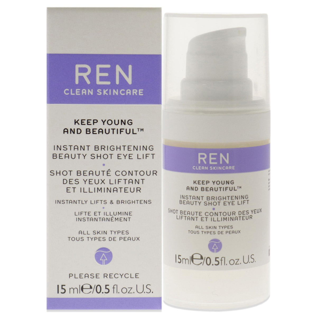 Keep Young and Beautiful Instant Brightening Beauty Shot Eye Lift by REN for Women  05 oz Serum