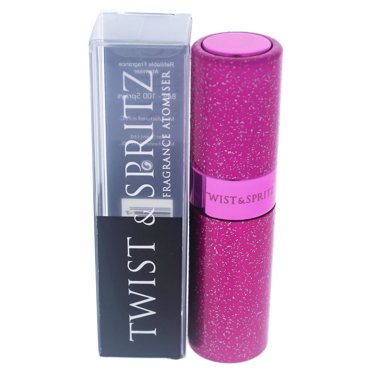 Twist and Spritz Atomiser  Hot Pink Glitter by Twist and Spritz for Women  8 ml Refillable Spray Empty