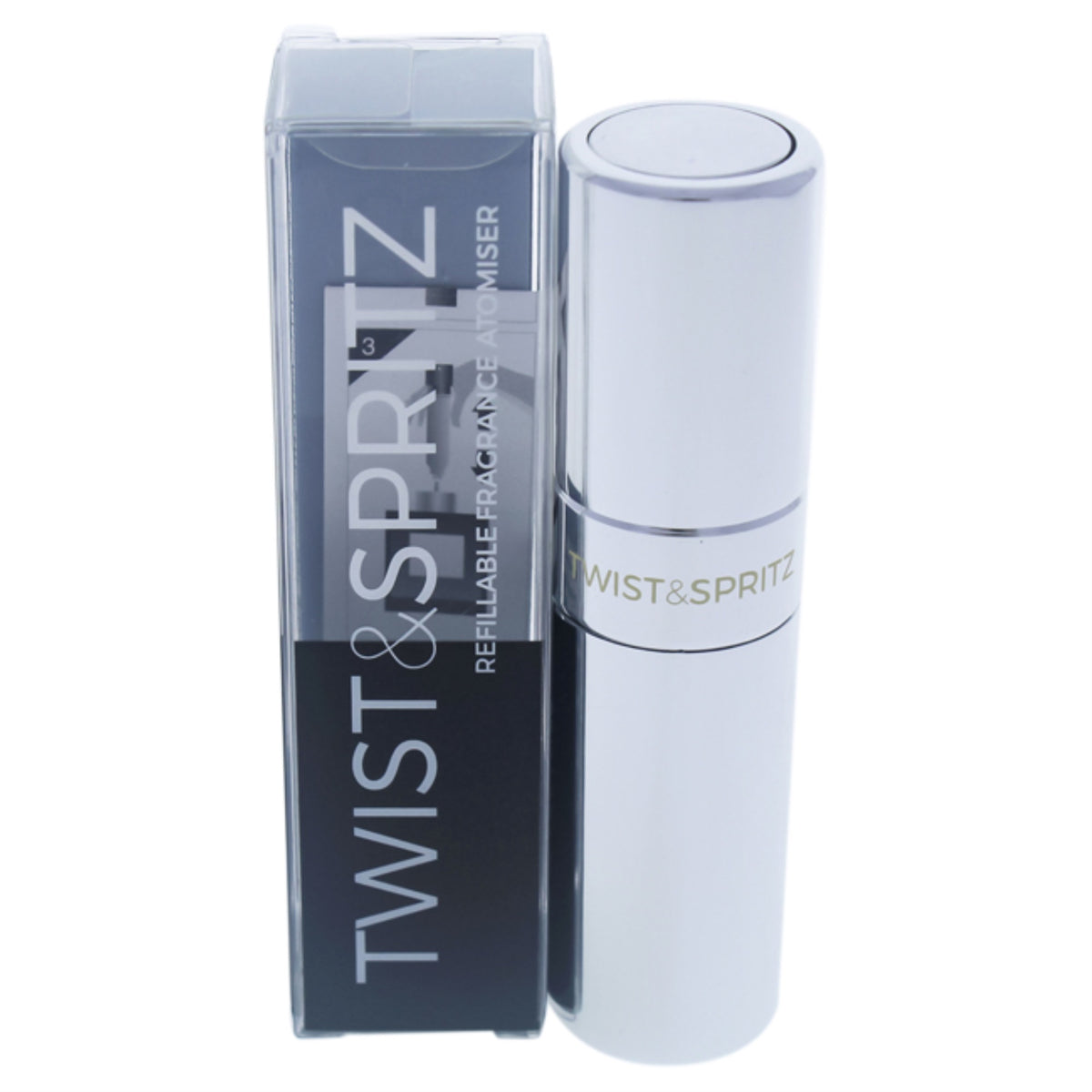 Twist and Spritz Atomiser  Polished Silver by Twist and Spritz for Women  8 ml Refillable Spray Empty