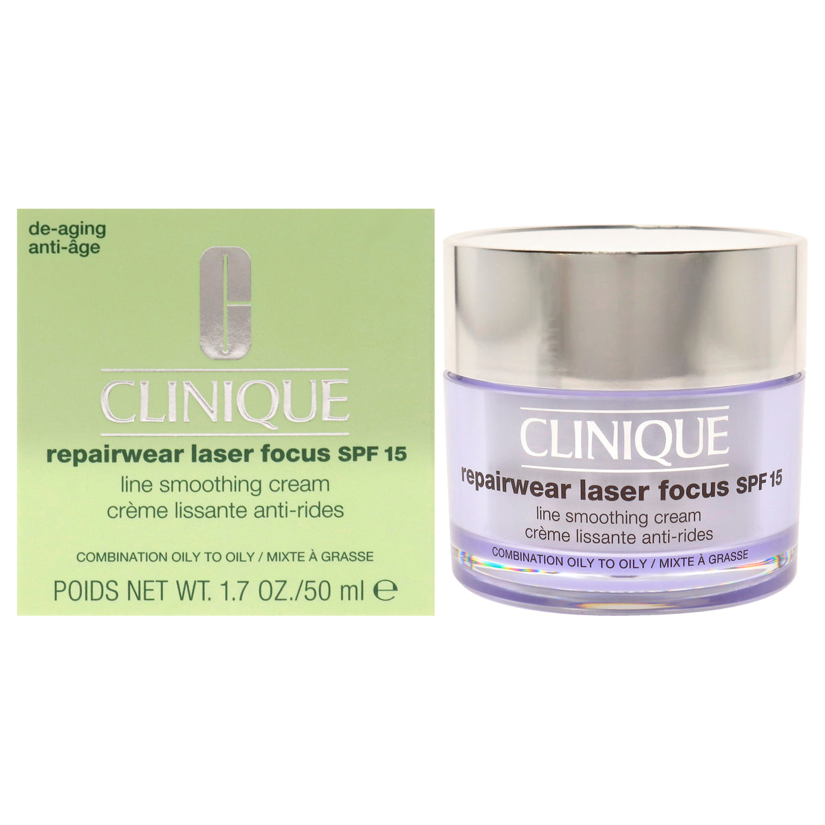 Repairwear Laser Focus Line Smoothing Cream SPF 15  Combination Oily to Oily by Clinique for Women  17 oz Cream