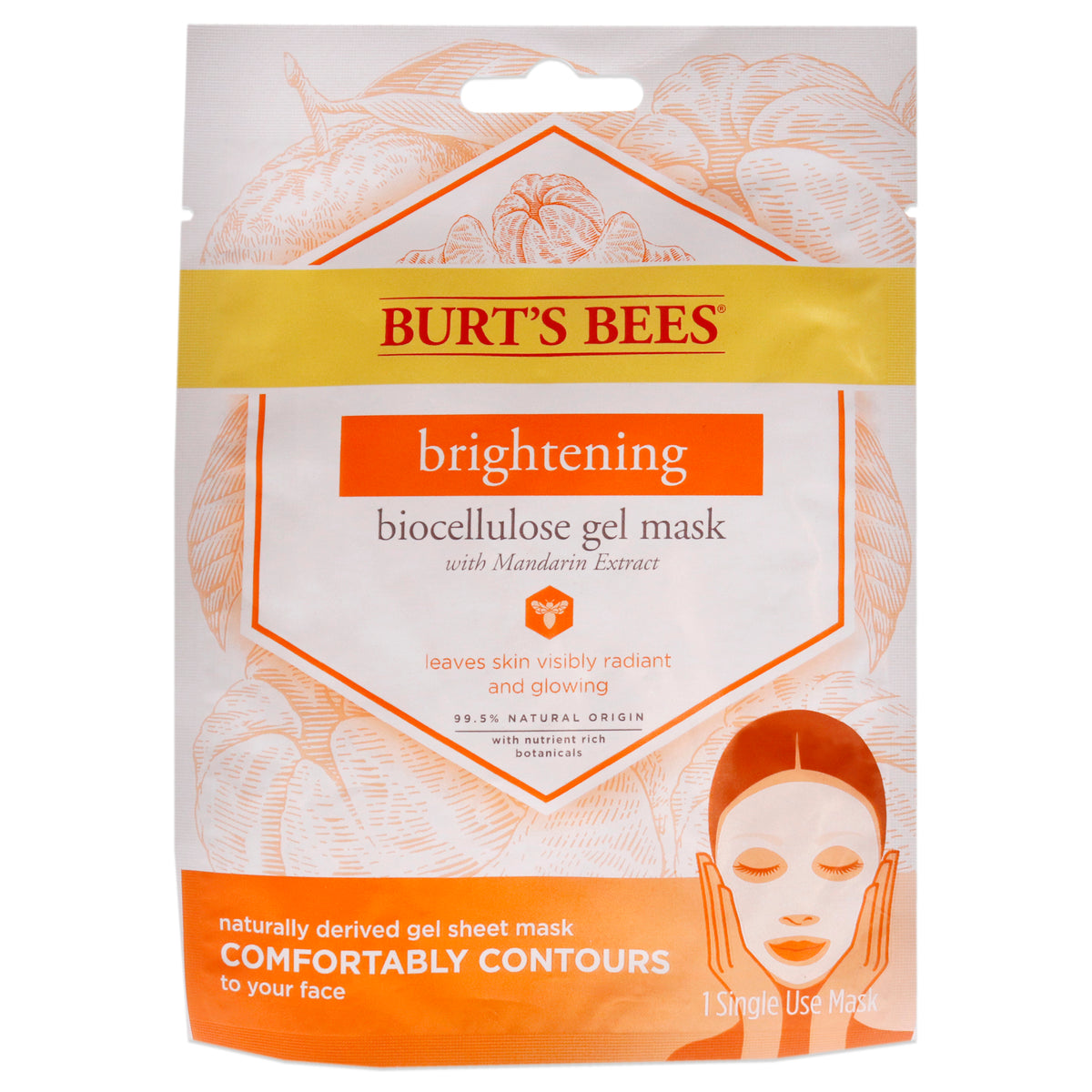 Brightening Biocellulose Gel Face Mask by Burts Bees for Women  1 Pc Mask