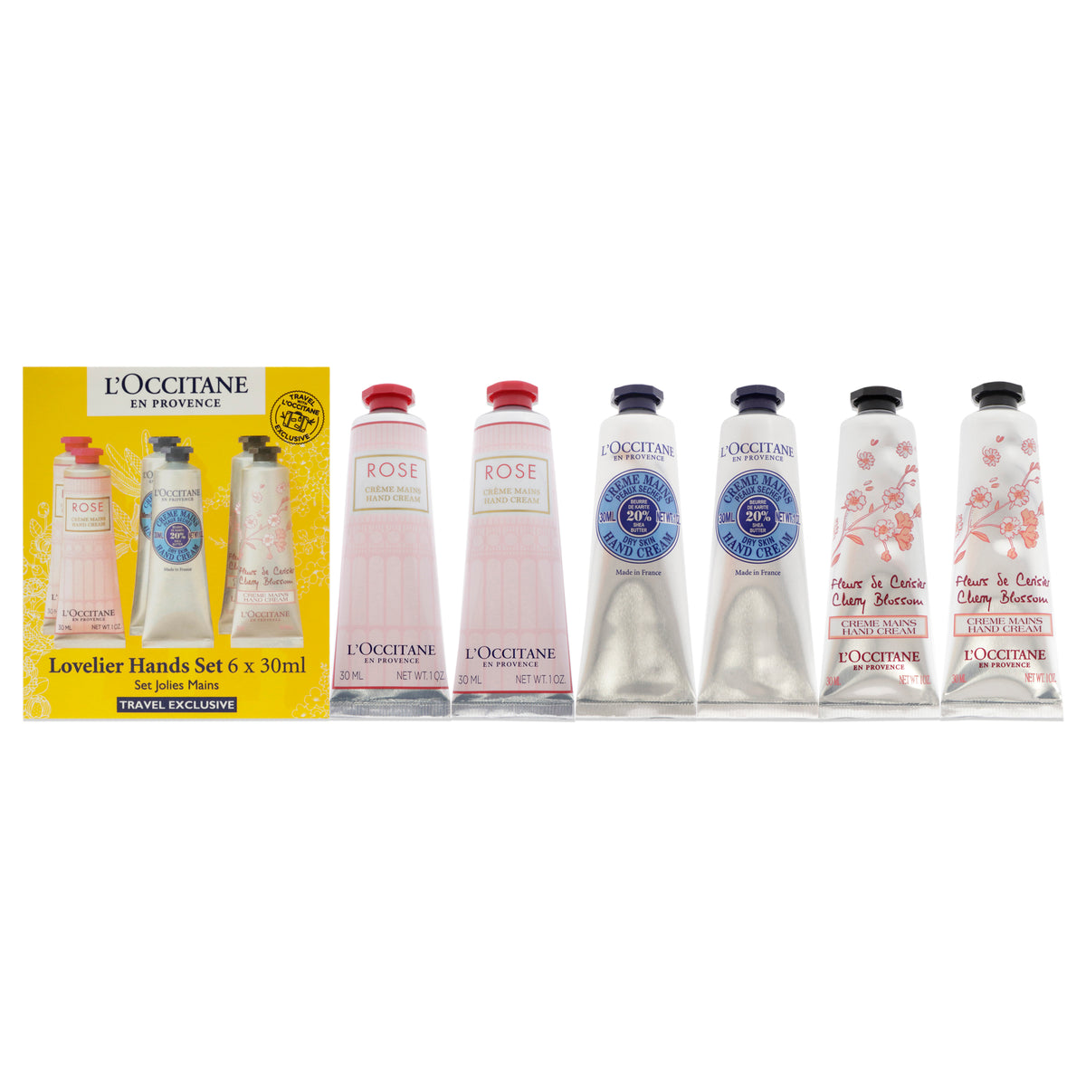 Lovelier Hands Kit by LOccitane for Unisex  6 x 1 oz 2 Rose  2 Shea Dry Skin  2 Cherry Blossom