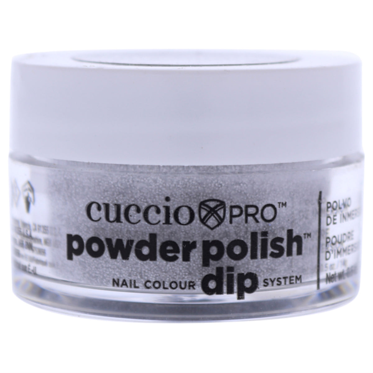 Pro Powder Polish Nail Colour Dip System  Silver with Silver Glitter by Cuccio Colour for Women  05 oz Nail Powder