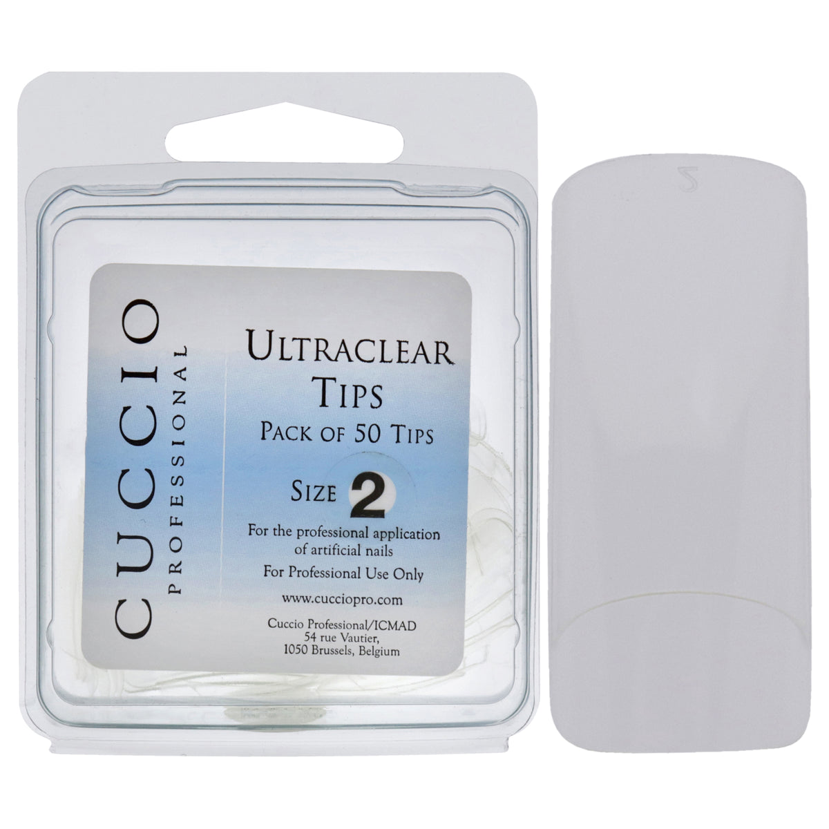 Ultraclear Tips  2 by Cuccio Pro for Women  50 Pc Acrylic Nails