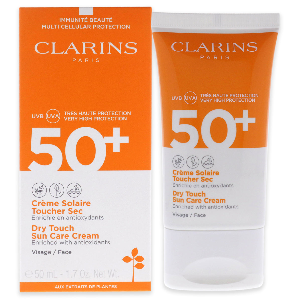 Dry Touch Sun Care Cream SPF 50 by Clarins for Unisex  17 oz Sunscreen