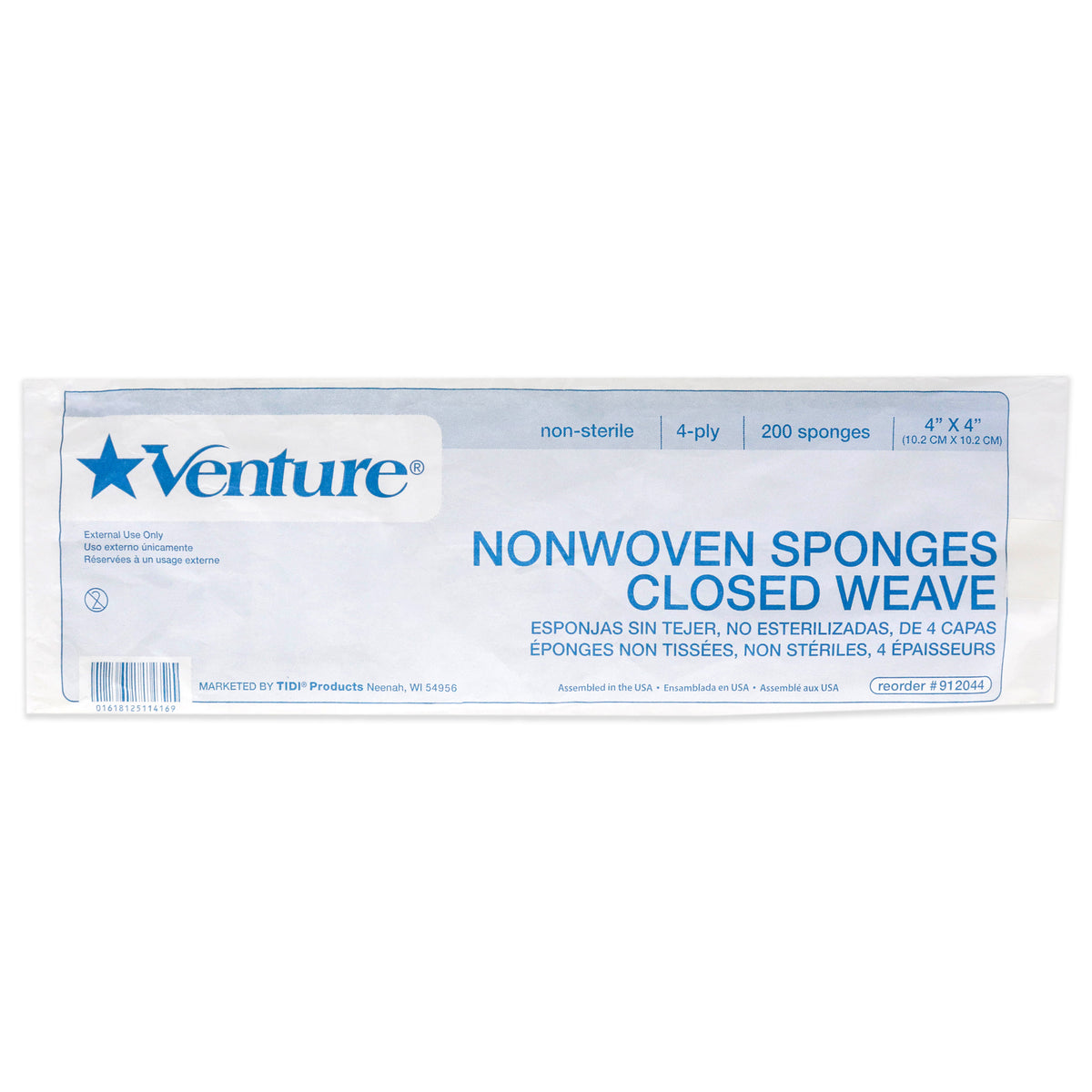 Venture NonWoven 4Ply Closed Weave Sponge NonSterile by Tidi for Unisex  200 Count Sponge