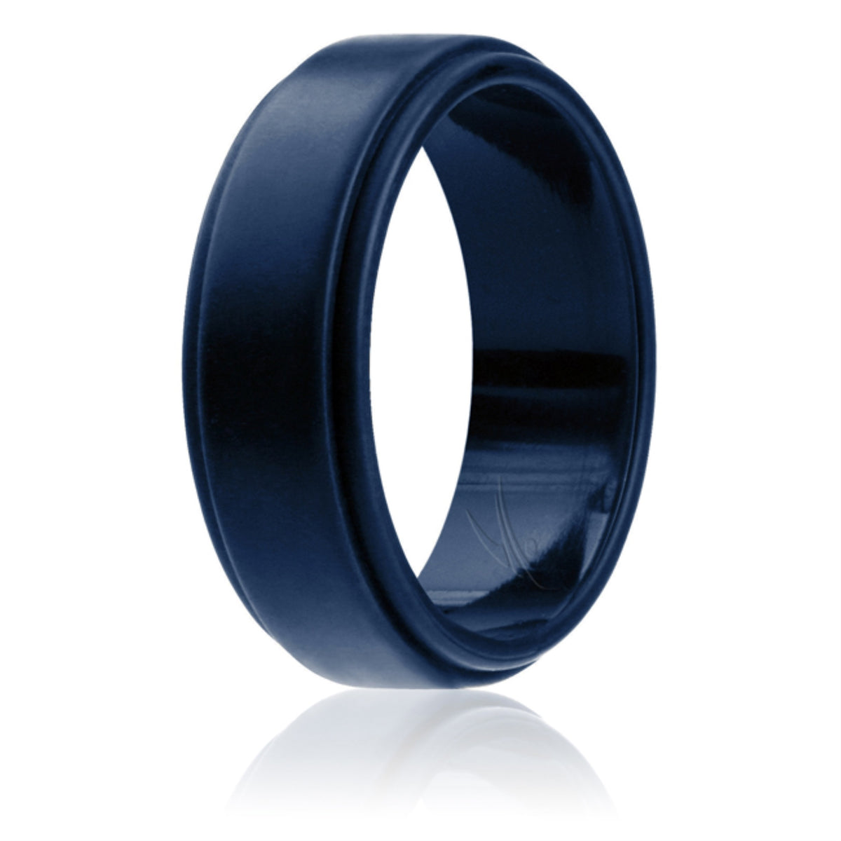 Silicone Wedding Ring  Step Edge Style  Blue by ROQ for Men  7 mm Ring