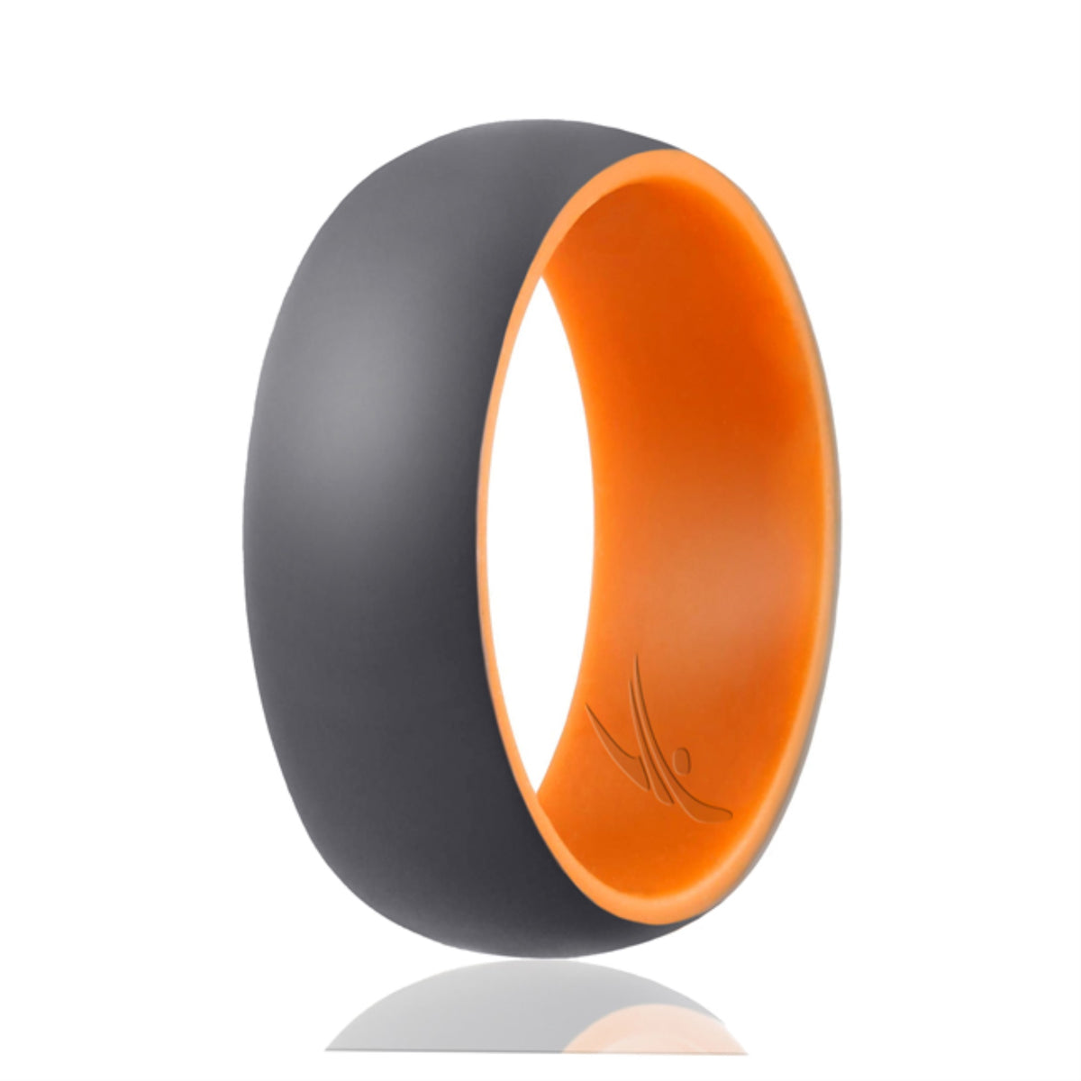 Silicone Wedding Ring  Duo Collection Dome Style  OrangeGrey by ROQ for Men  7 mm Ring