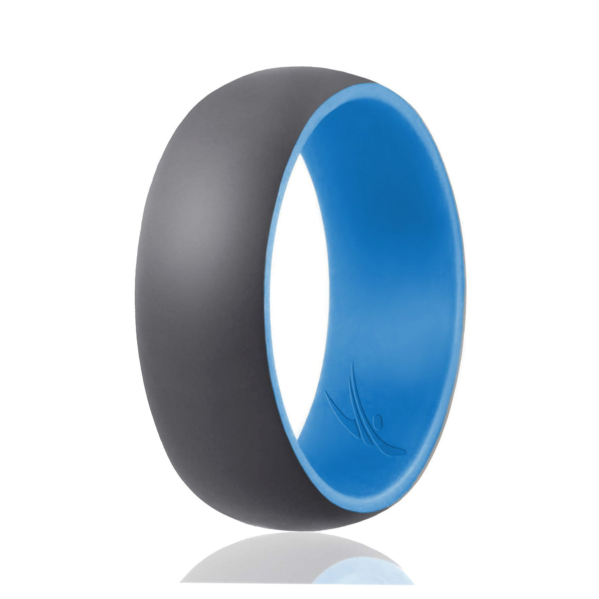 Silicone Wedding Ring  Duo Collection Dome Style  Light BlueGrey by ROQ for Men  7 mm Ring