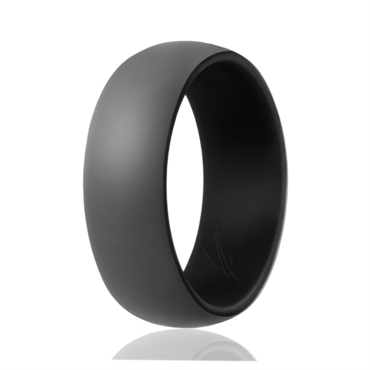 Silicone Wedding Ring  Duo Collection Dome Style  BlackGrey by ROQ for Men  8 mm Ring