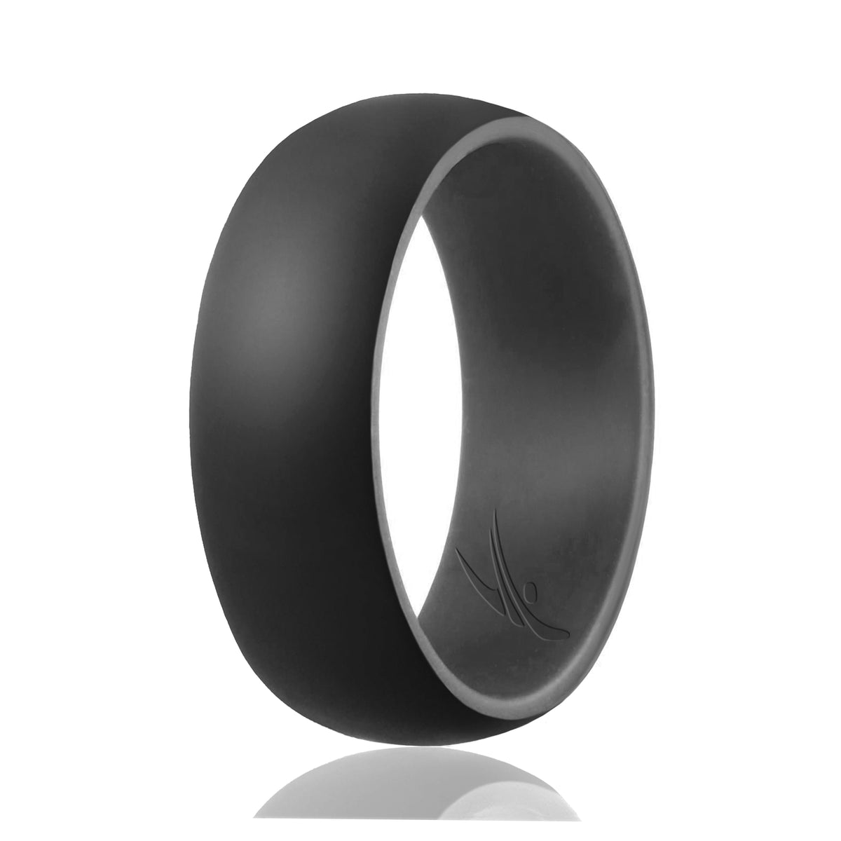 Silicone Wedding Ring  Duo Collection Dome Style  GreyBlack by ROQ for Men  7 mm Ring