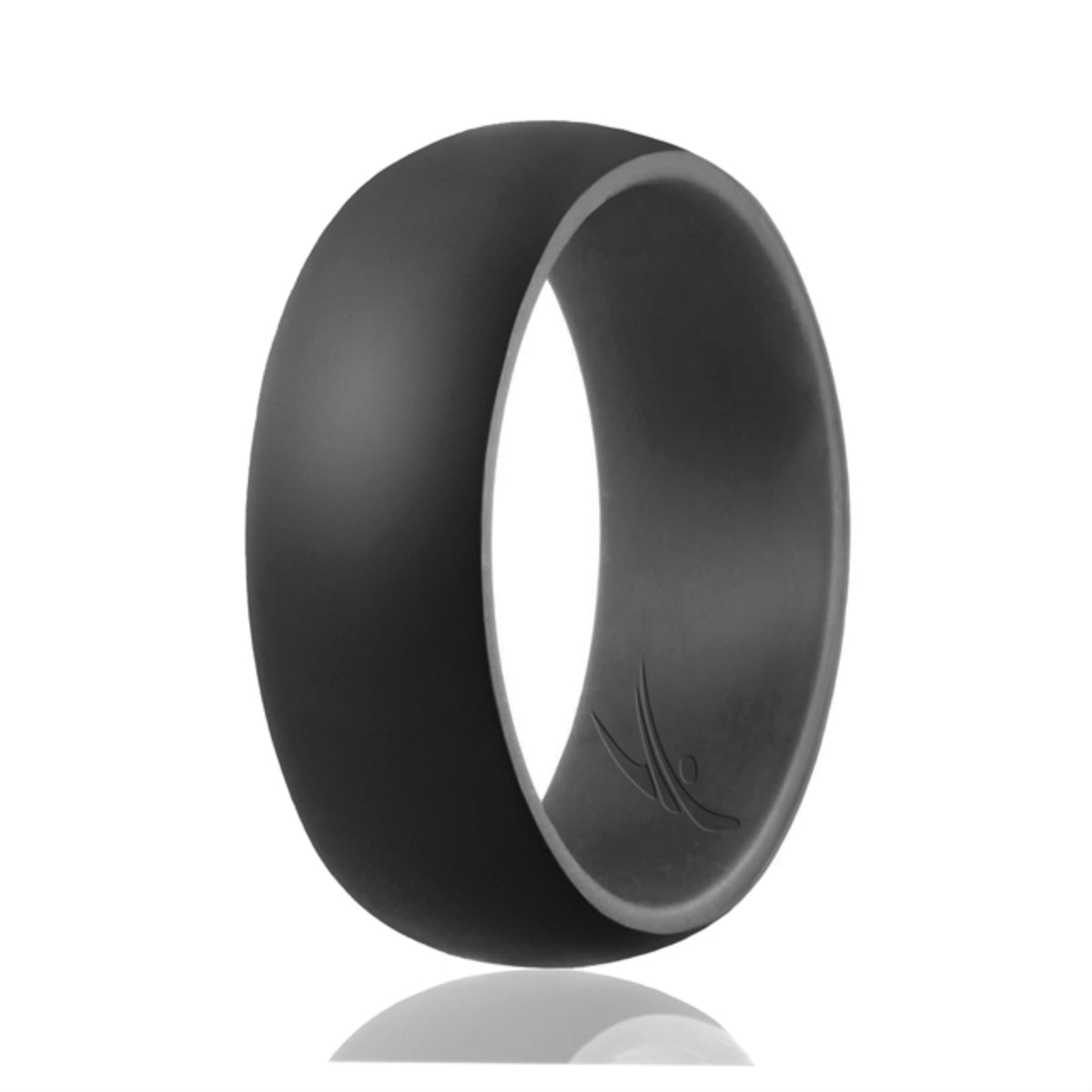 Silicone Wedding Ring  Duo Collection Dome Style  GreyBlack by ROQ for Men  8 mm Ring