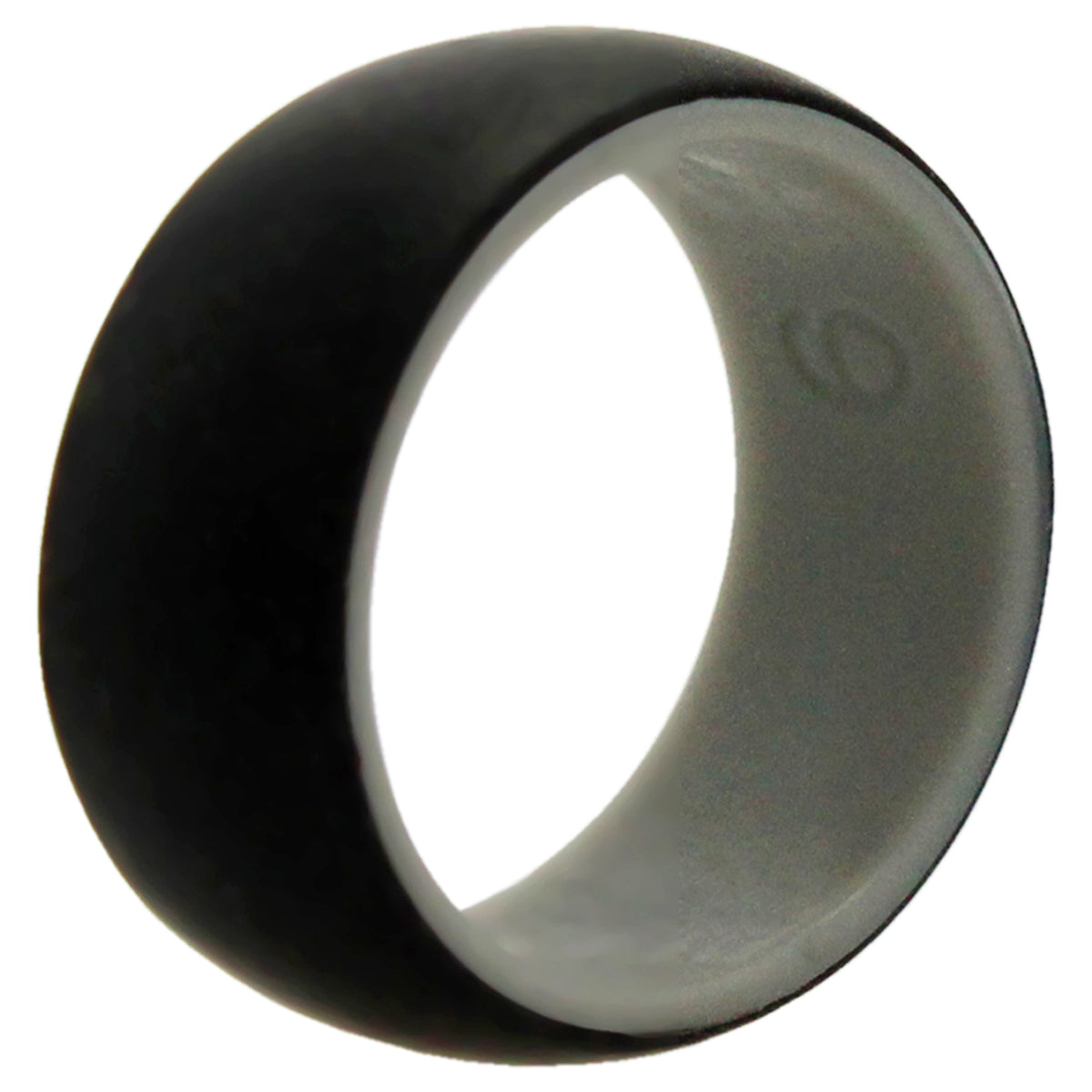 Silicone Wedding Ring  Duo Collection Dome Style  GreyBlack by ROQ for Men  9 mm Ring