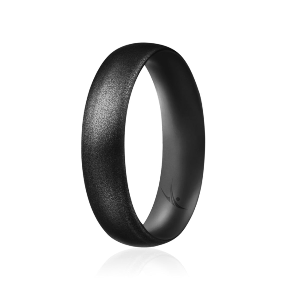 Silicone Wedding Ring  Dome Style Thin Comfort Fit  Metallic Black by ROQ for Women  5 mm Ring