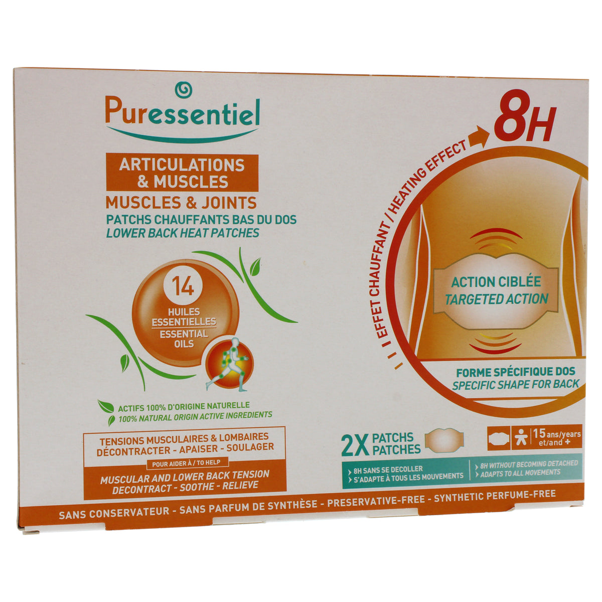 Muscles and Joints Lower Back Heat Patches by Puressentiel for Unisex  2 Pc Patches