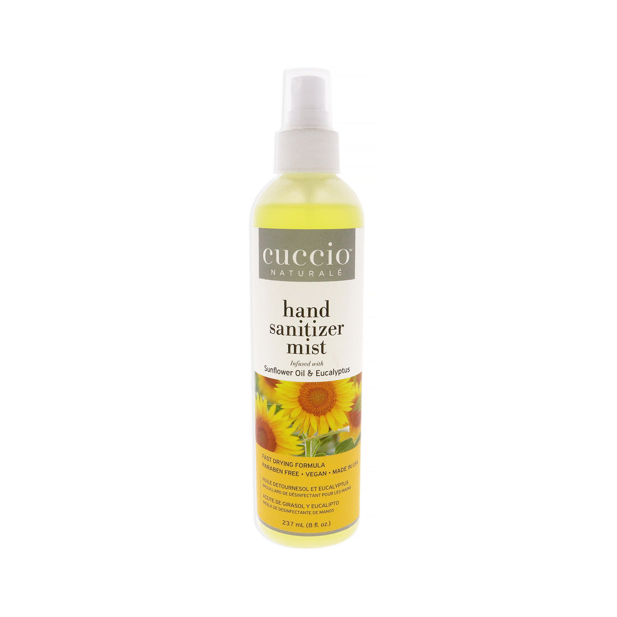 Hand Sanitizer Mist  Sunflower Oil and Eucalyptus by Cuccio Naturale for Unisex  8 oz Hand Sanitizer