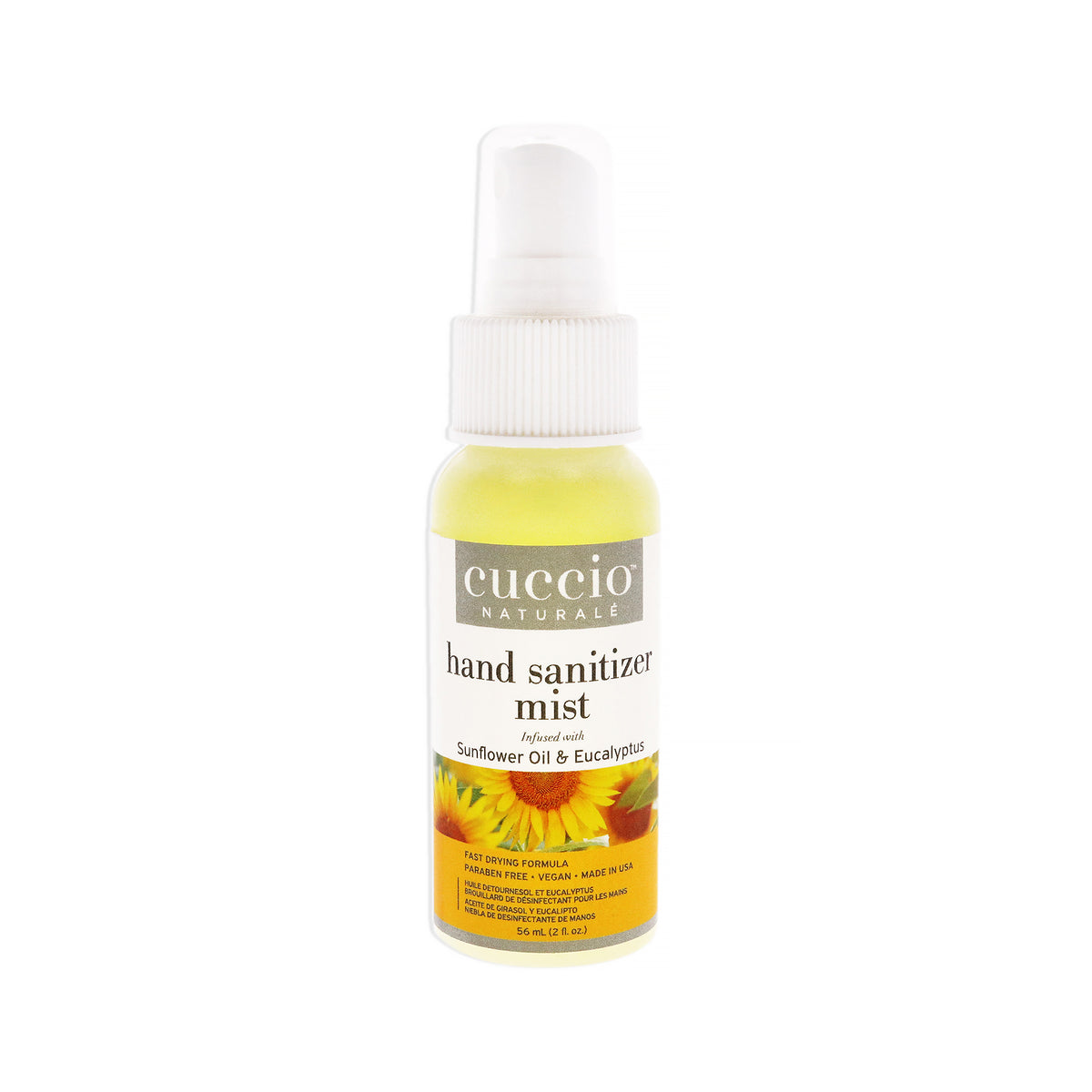 Hand Sanitizer Mist  Sunflower Oil and Eucalyptus by Cuccio Naturale for Unisex  2 oz Hand Sanitizer