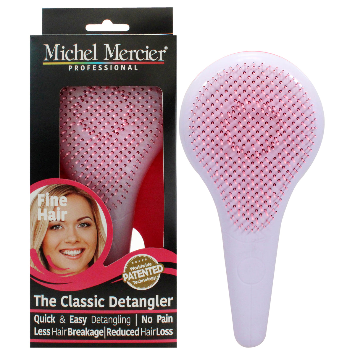 The Classic Detangler Fine Hair  PinkPurple by Michel Mercier for Unisex  1 Pc Hair Brush