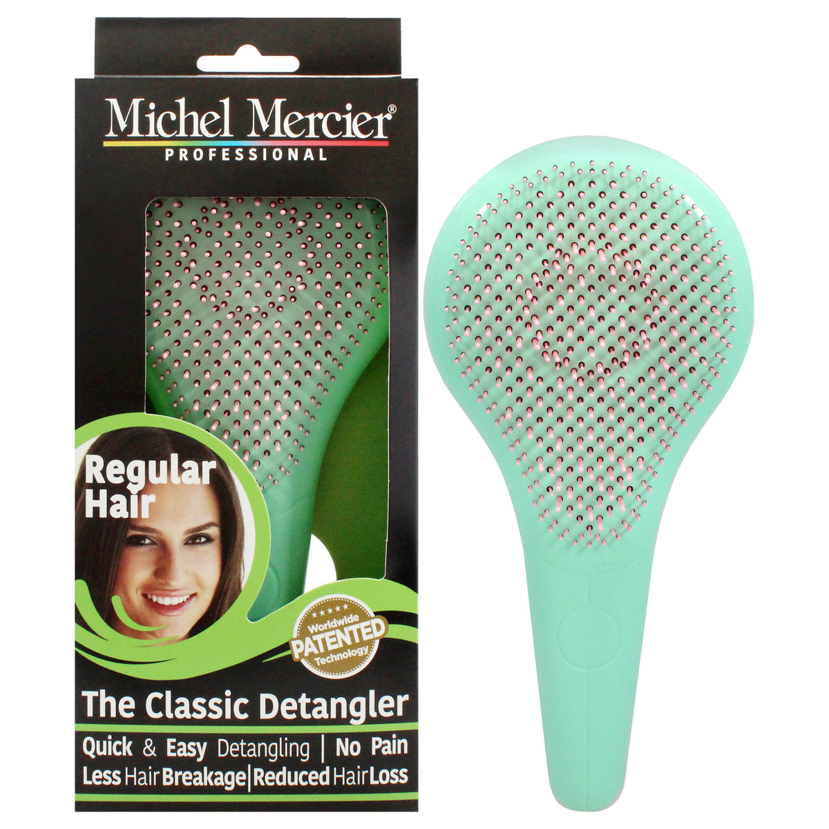 The Classic Detangler Regular Hair  PinkGreen by Michel Mercier for Unisex  1 Pc Hair Brush