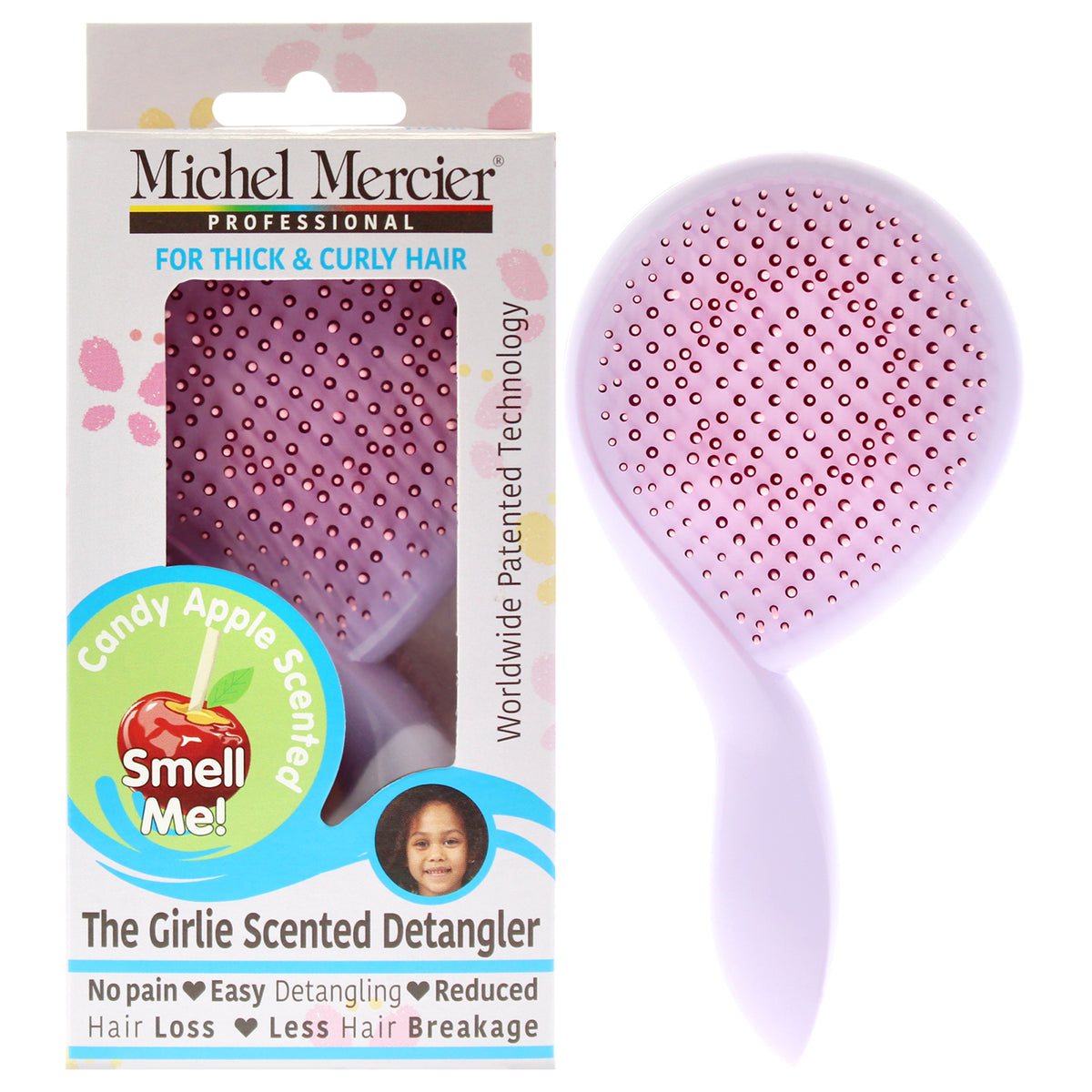 The Girlie Scented Detangler Brush Candy Apple Thick and Curly Hair  PurplePink by Michel Mercier for Women  1 Pc Hair Brush