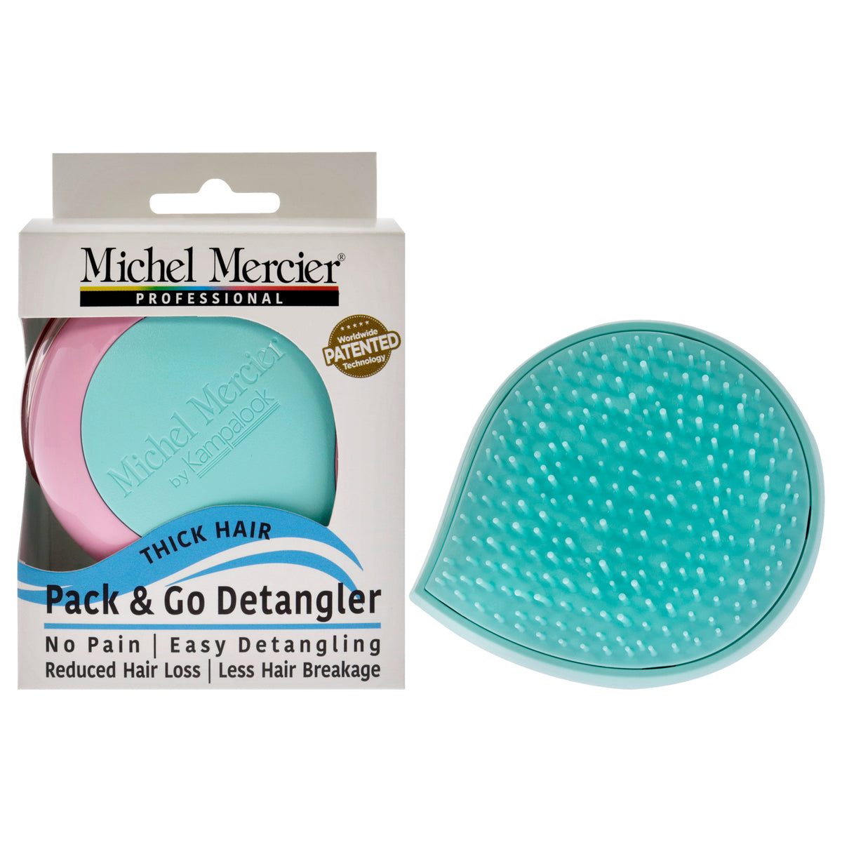 Pack and Go Detangler Thick Hair  TurquoisePink by Michel Mercier for Unisex  1 Pc Hair Brush