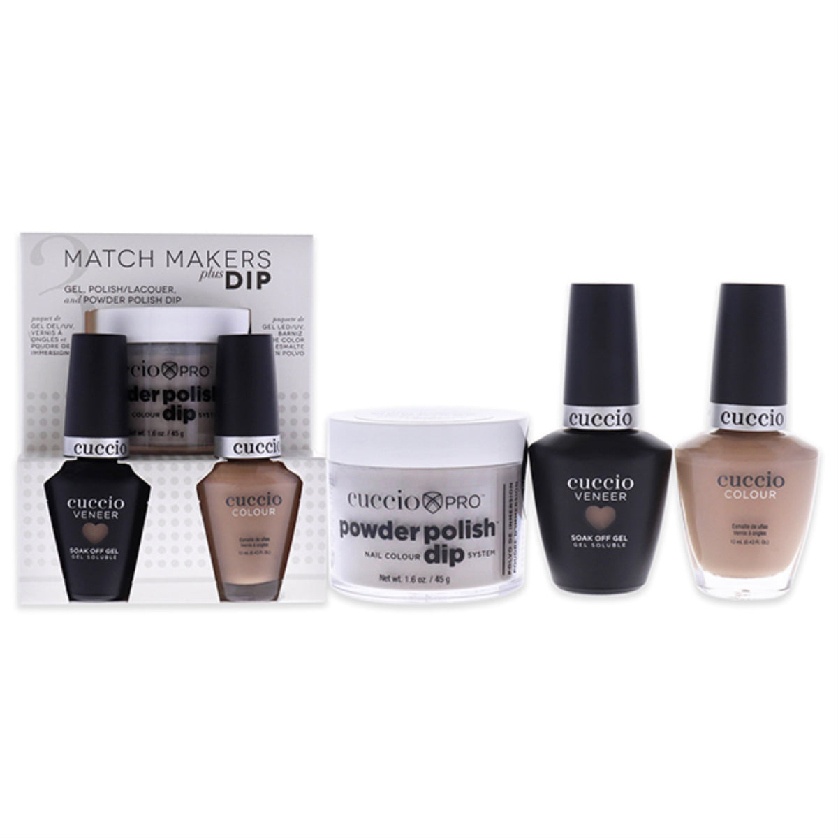 Match Makers Plus Dip  See You Latte by Cuccio Colour for Women  3 Pc 16oz Pro Powder Polish Dip System  044oz Veneer Soak O