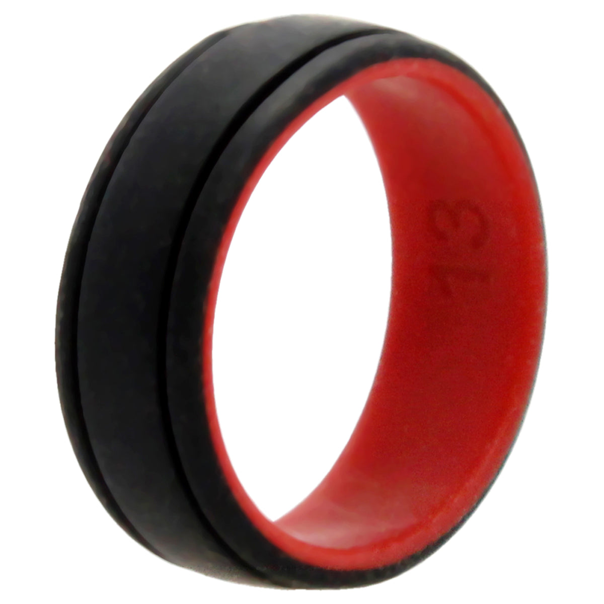 Silicone Wedding 2Layer Lines Ring  RedBlack by ROQ for Men  13 mm Ring