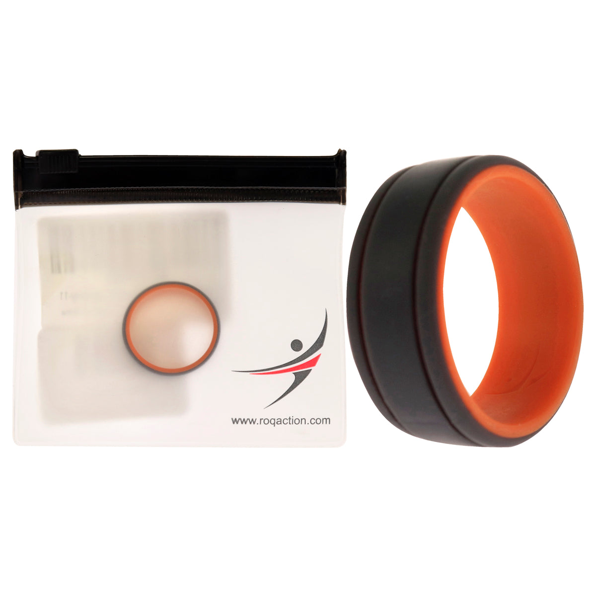 Silicone Wedding 2Layer Lines Ring  OrangGrey by ROQ for Men  11 mm Ring