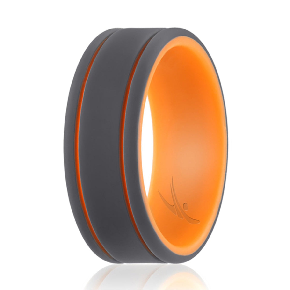 Silicone Wedding 2Layer Lines Ring  OrangGrey by ROQ for Men  15 mm Ring