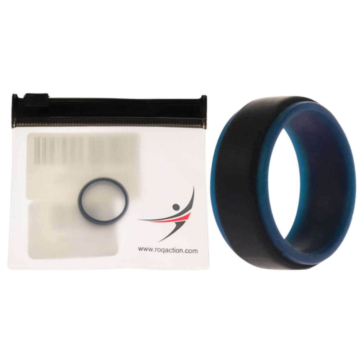 Silicone Wedding 2Layer Step Ring  BlueBlack by ROQ for Men  7 mm Ring