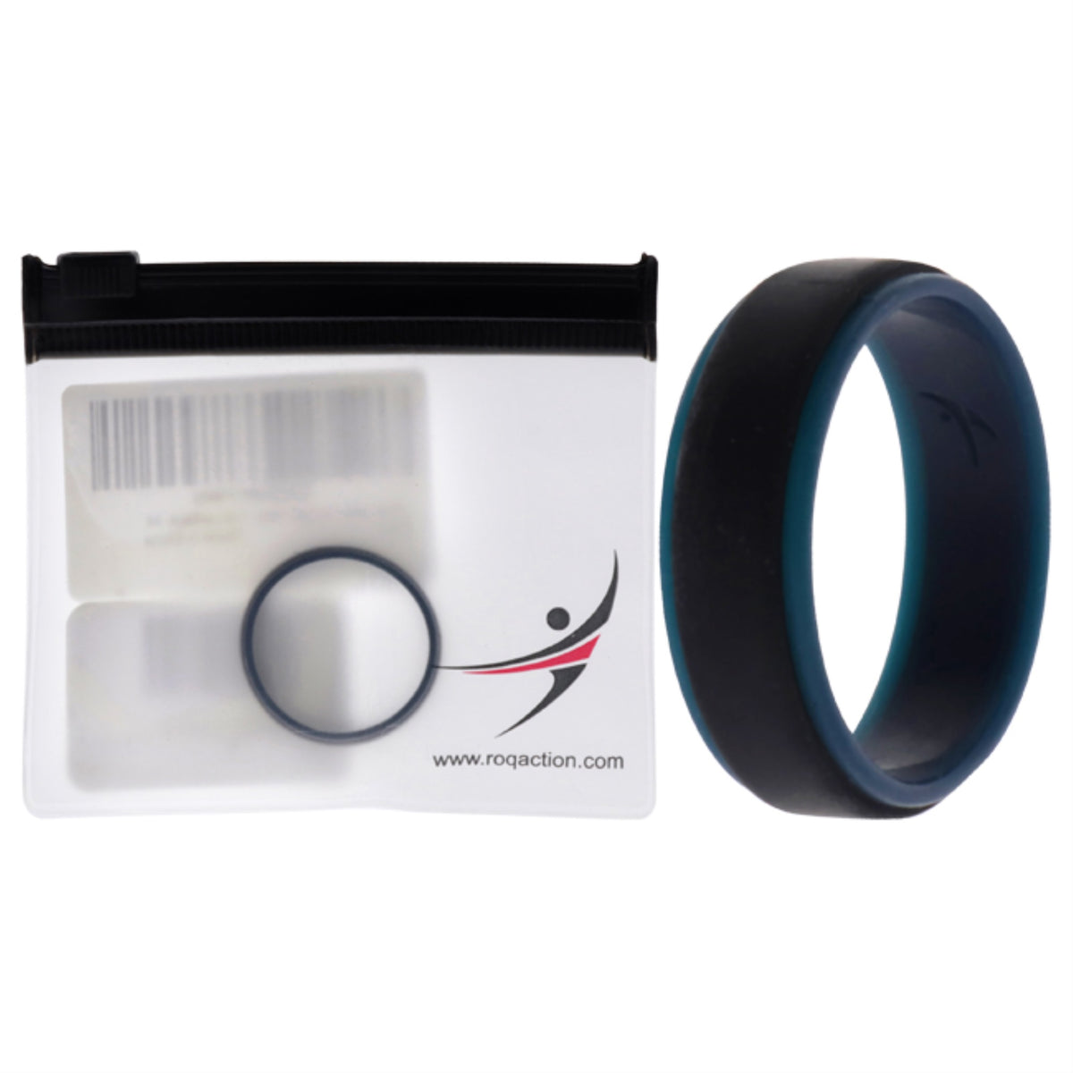 Silicone Wedding 2Layer Step Ring  BlueBlack by ROQ for Men  14 mm Ring