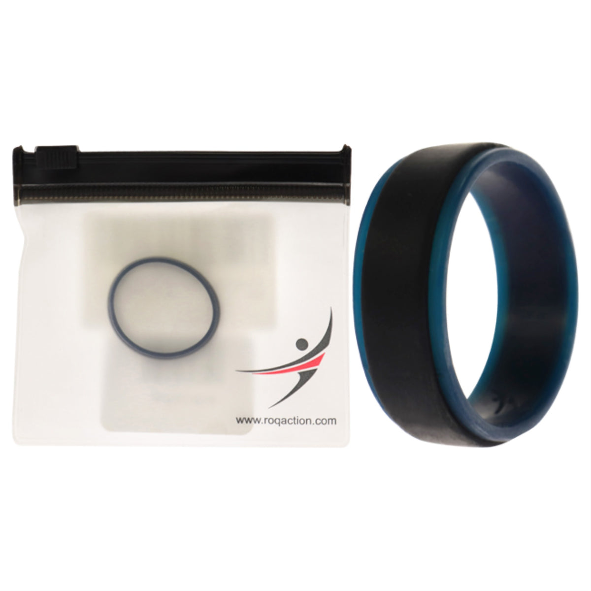 Silicone Wedding 2Layer Step Ring  BlueBlack by ROQ for Men  15 mm Ring