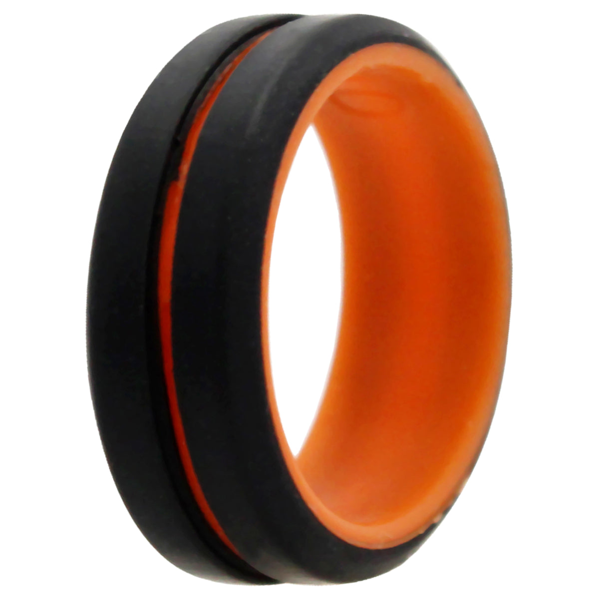 Silicone Wedding 2Layer Middle Line Ring  OrangeBlack by ROQ for Men  10 mm Ring