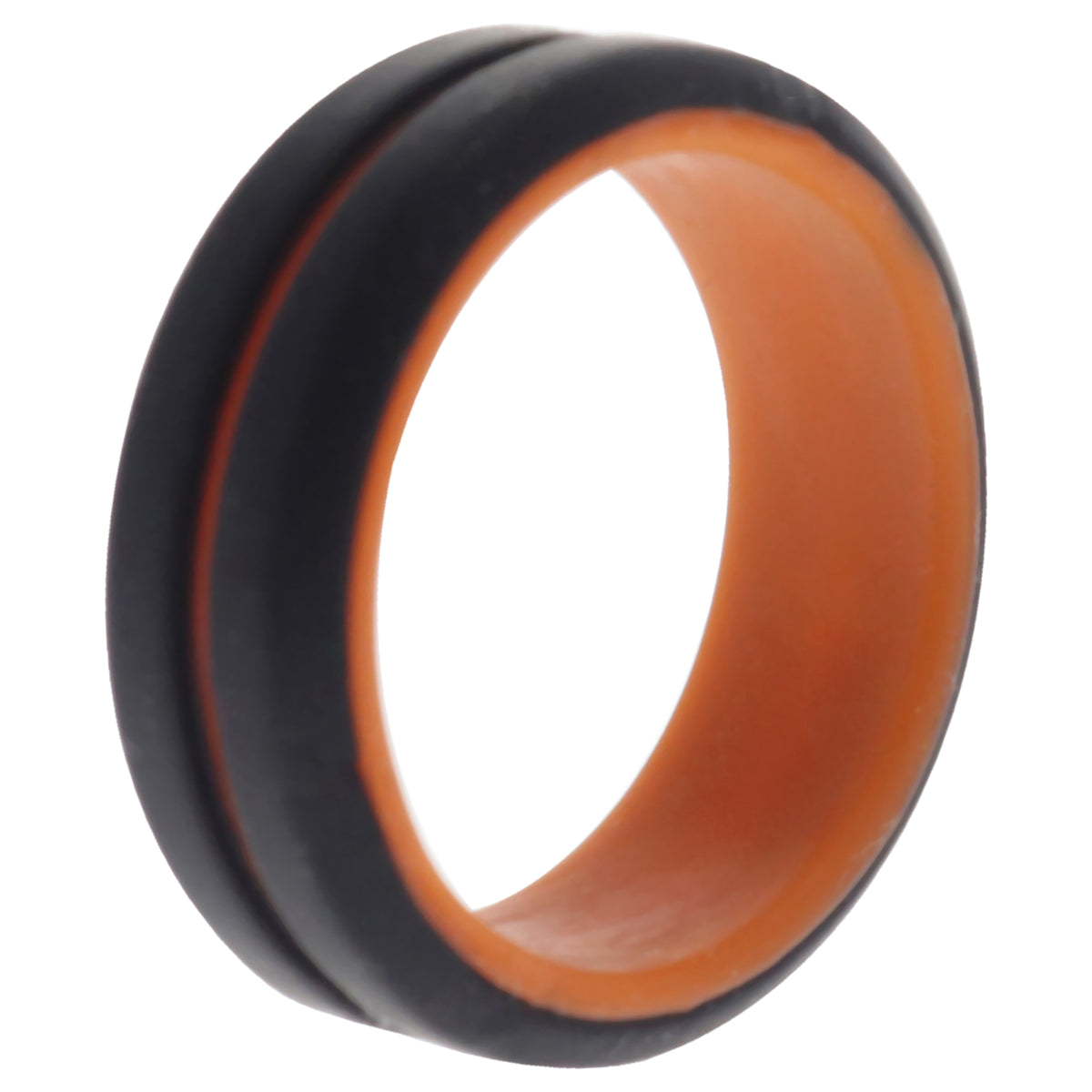 Silicone Wedding 2Layer Middle Line Ring  OrangeBlack by ROQ for Men  11 mm Ring