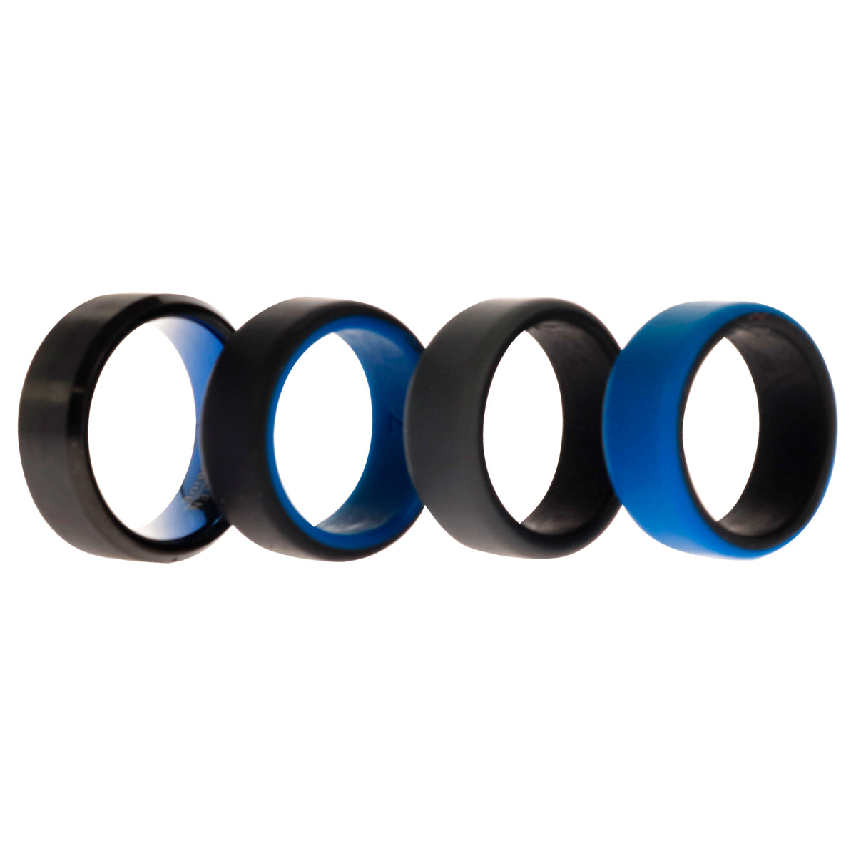 Silicone Wedding Twin Beveled 8mm Ring Set  Blue by ROQ for Men  4 x 7 mm Ring