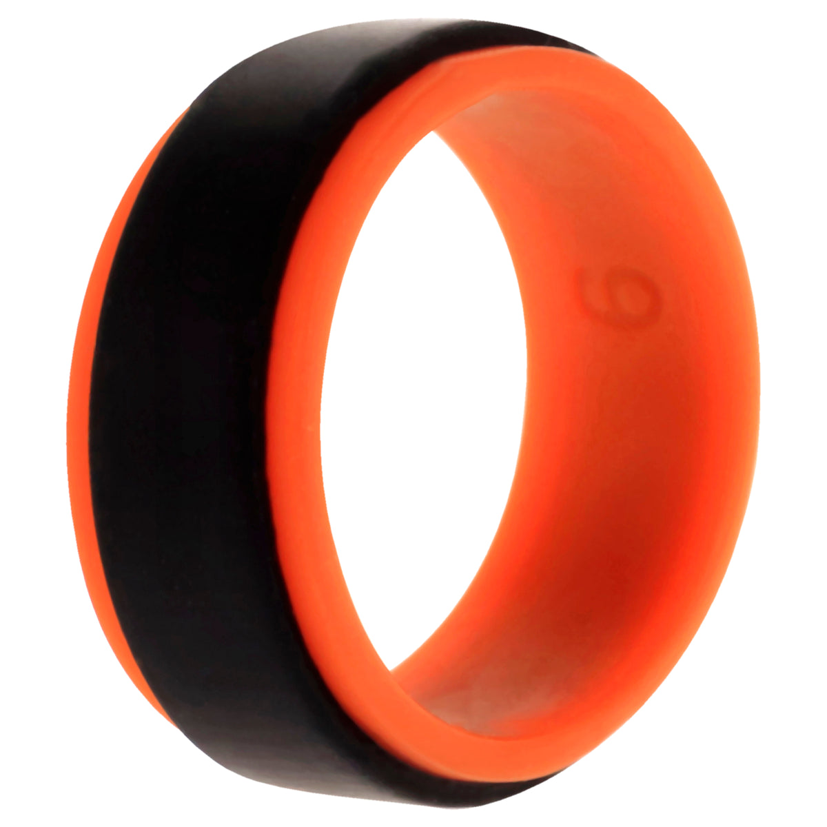 Silicone Wedding Step Ring  OrangeBlack by ROQ for Men  9 mm Ring