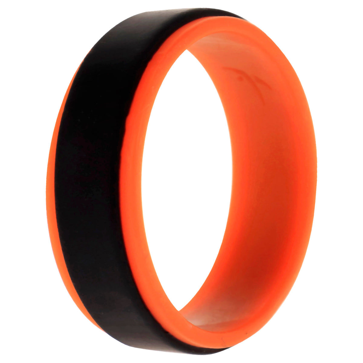 Silicone Wedding Step Ring  OrangeBlack by ROQ for Men  15 mm Ring