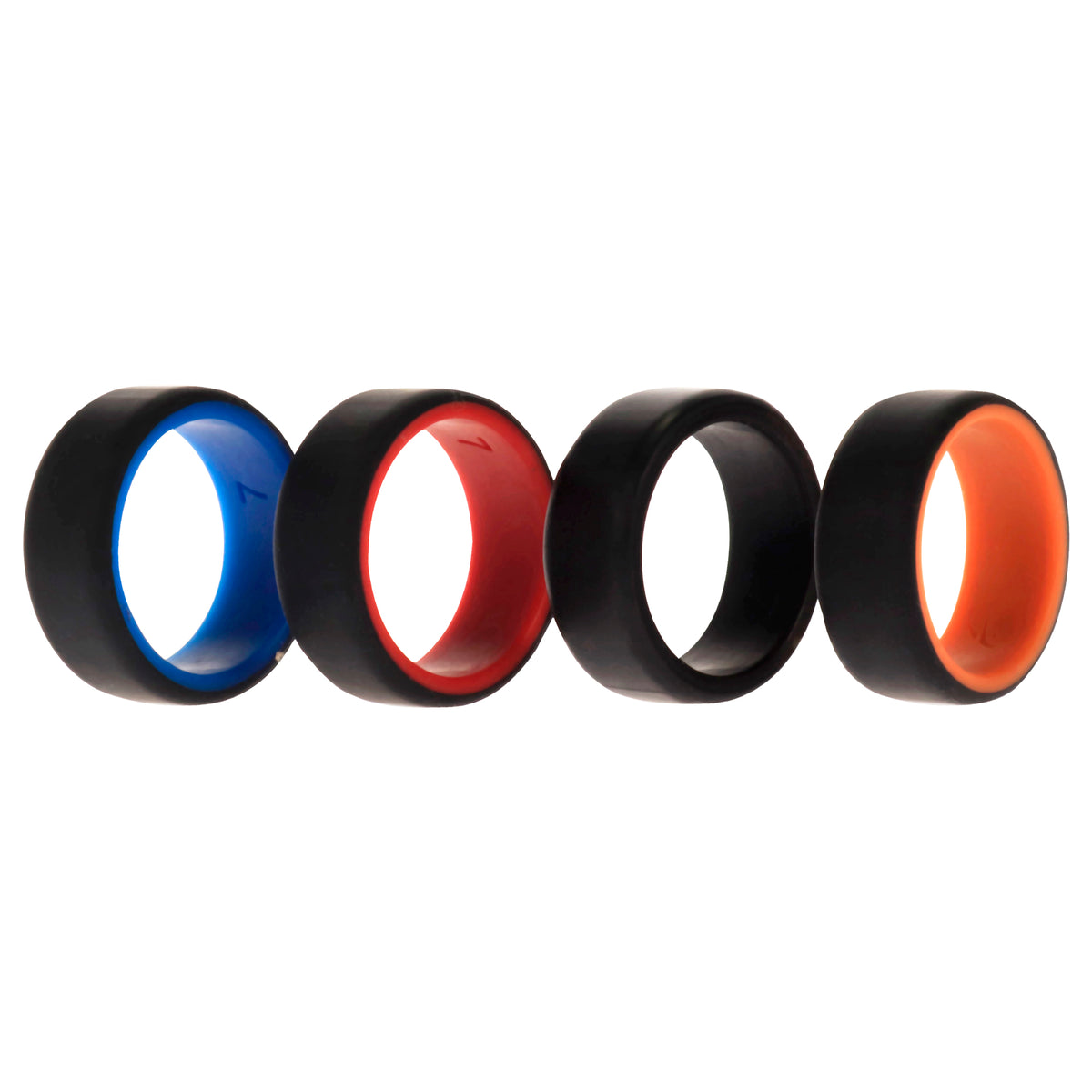 Silicone Wedding 2Layer Beveled 8mm Ring Set  Black by ROQ for Men  4 x 7 mm Ring