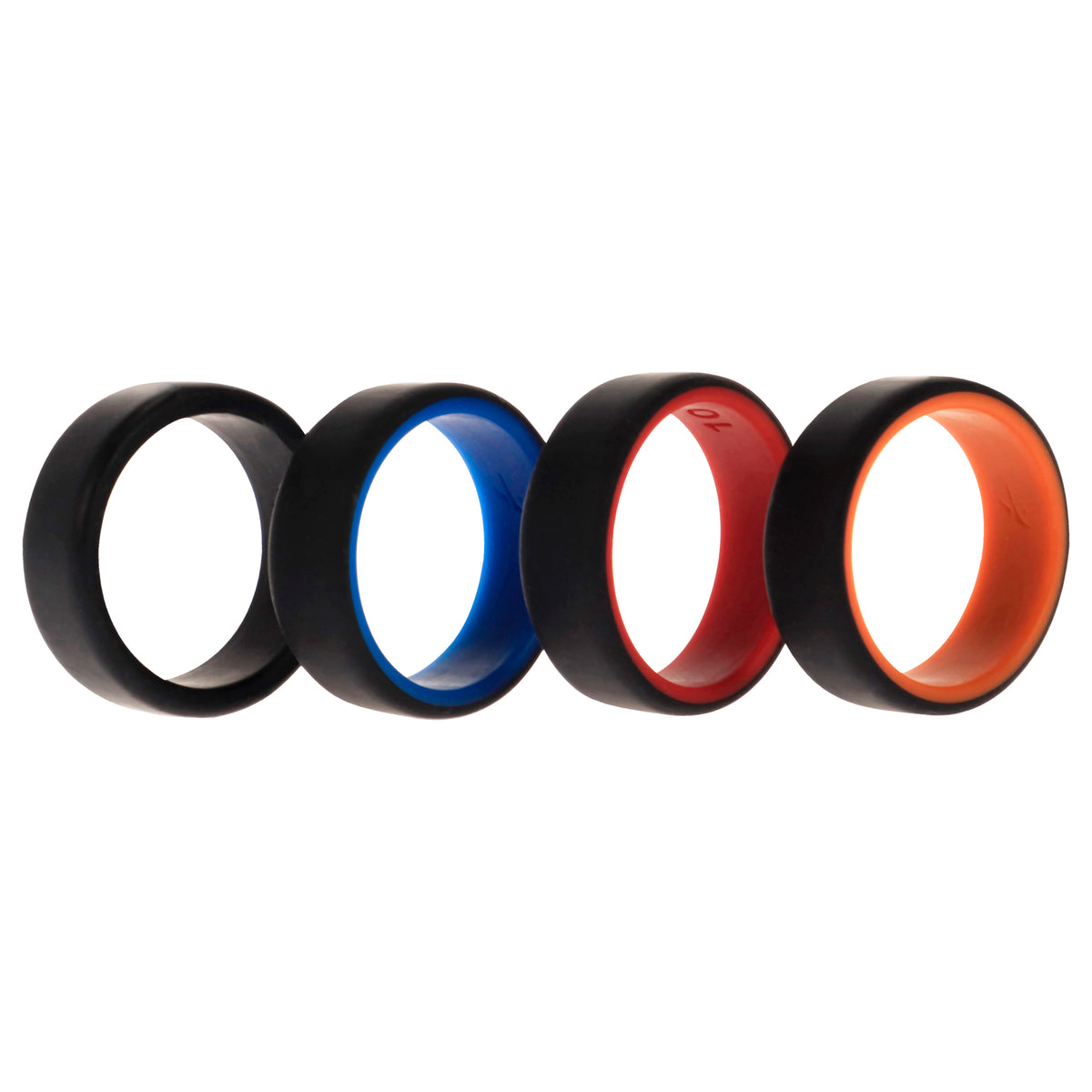 Silicone Wedding 2Layer Beveled 8mm Ring Set  Black by ROQ for Men  4 x 10 mm Ring