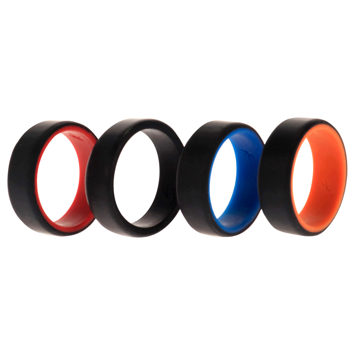 Silicone Wedding 2Layer Beveled 8mm Ring Set  Black by ROQ for Men  4 x 11 mm Ring