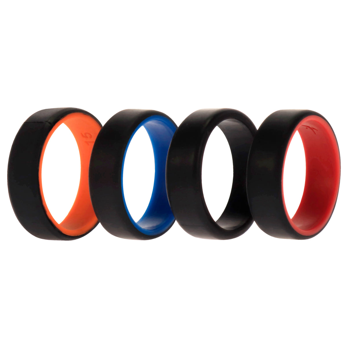 Silicone Wedding 2Layer Beveled 8mm Ring Set  Black by ROQ for Men  4 x 15 mm Ring