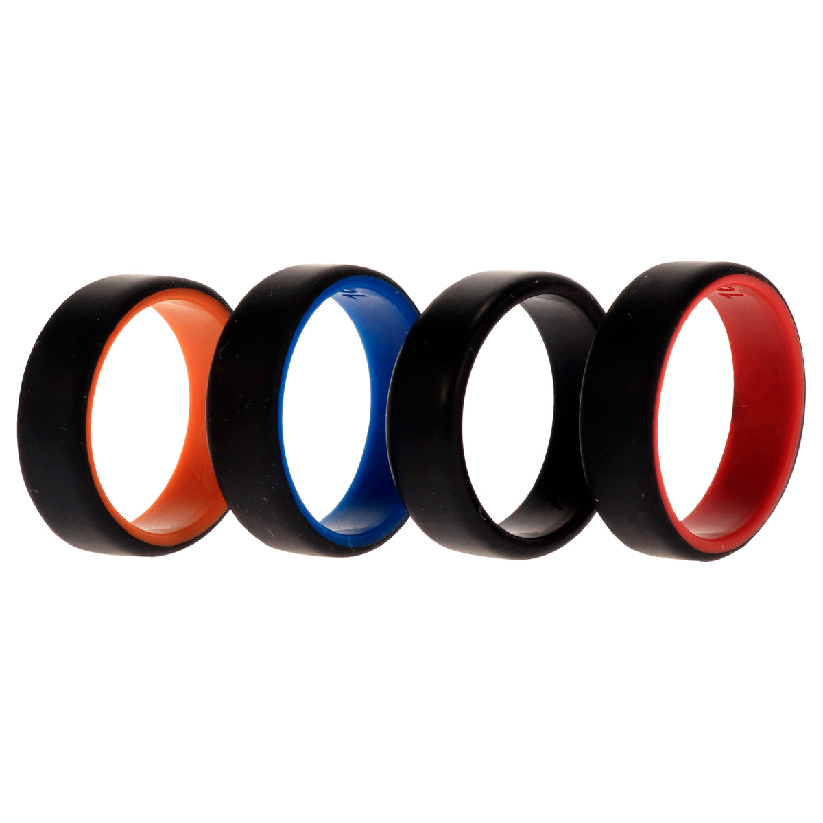 Silicone Wedding 2Layer Beveled 8mm Ring Set  Black by ROQ for Men  4 x 16 mm Ring